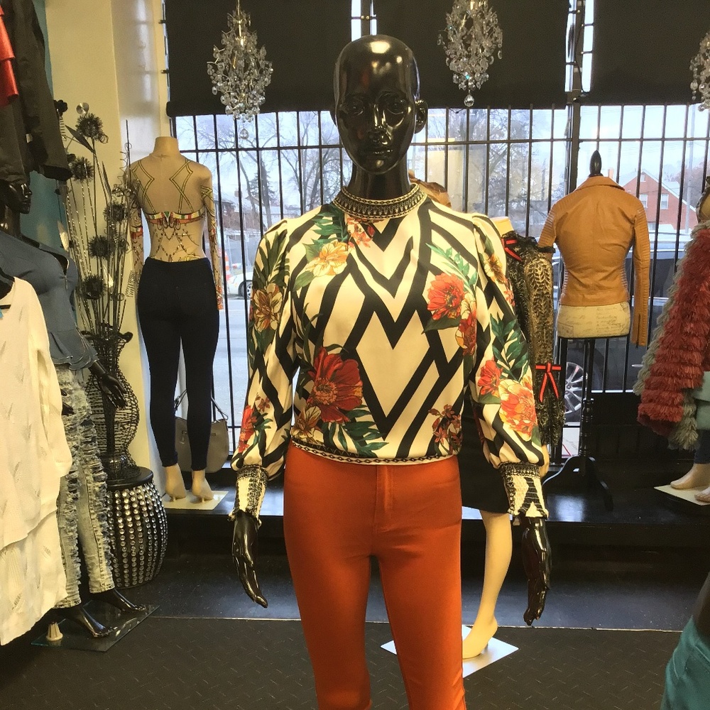 Floral High Neck Top